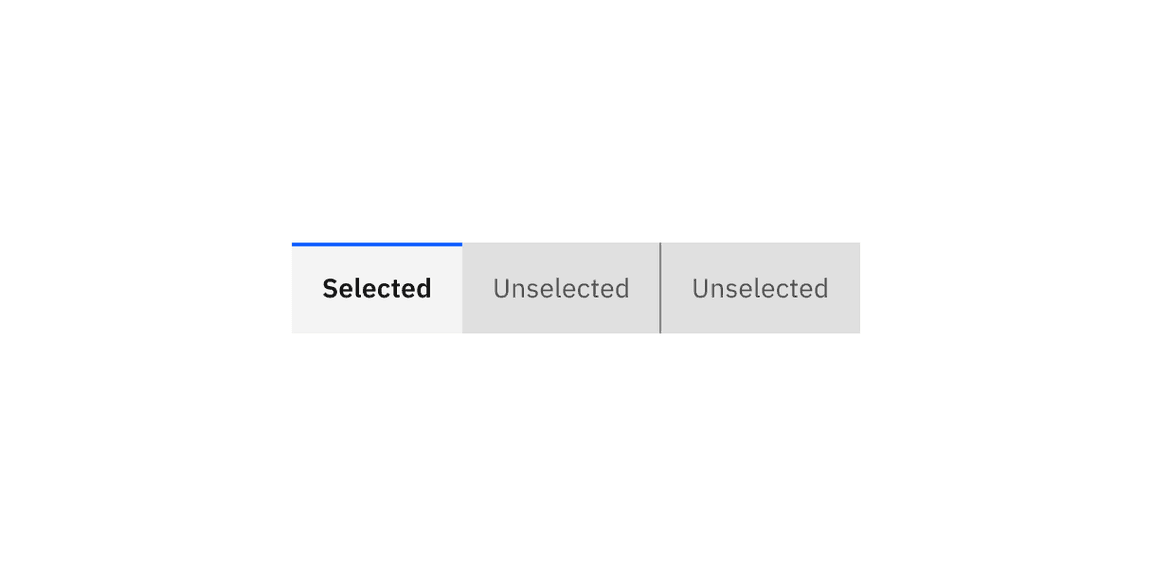 Examples of selected and unselected contained tabs. Examples of selected and unselected contained tabs.