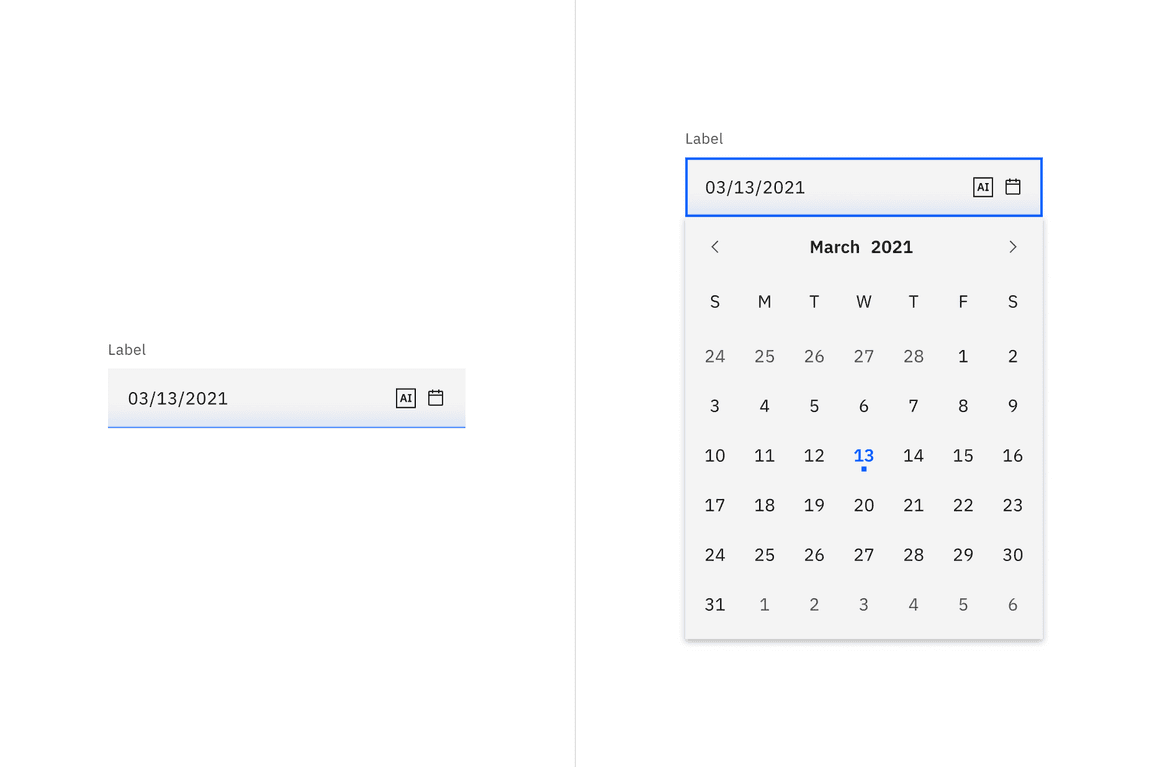 Default date picker with AI presence Default date picker with AI presence