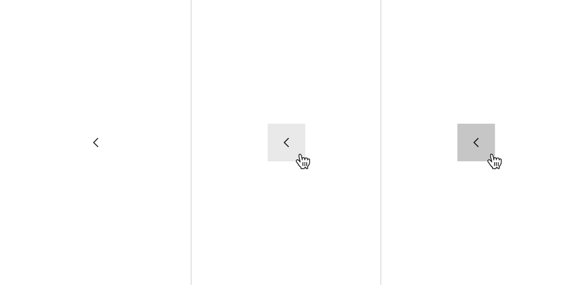 Examples of enabled, hover, and active states for scrollable line tabs. Examples of enabled, hover, and active states for scrollable line tabs.
