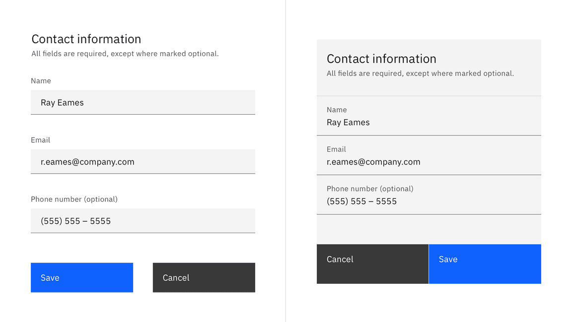 Examples of a default and fluid form styles Examples of a default and fluid form styles